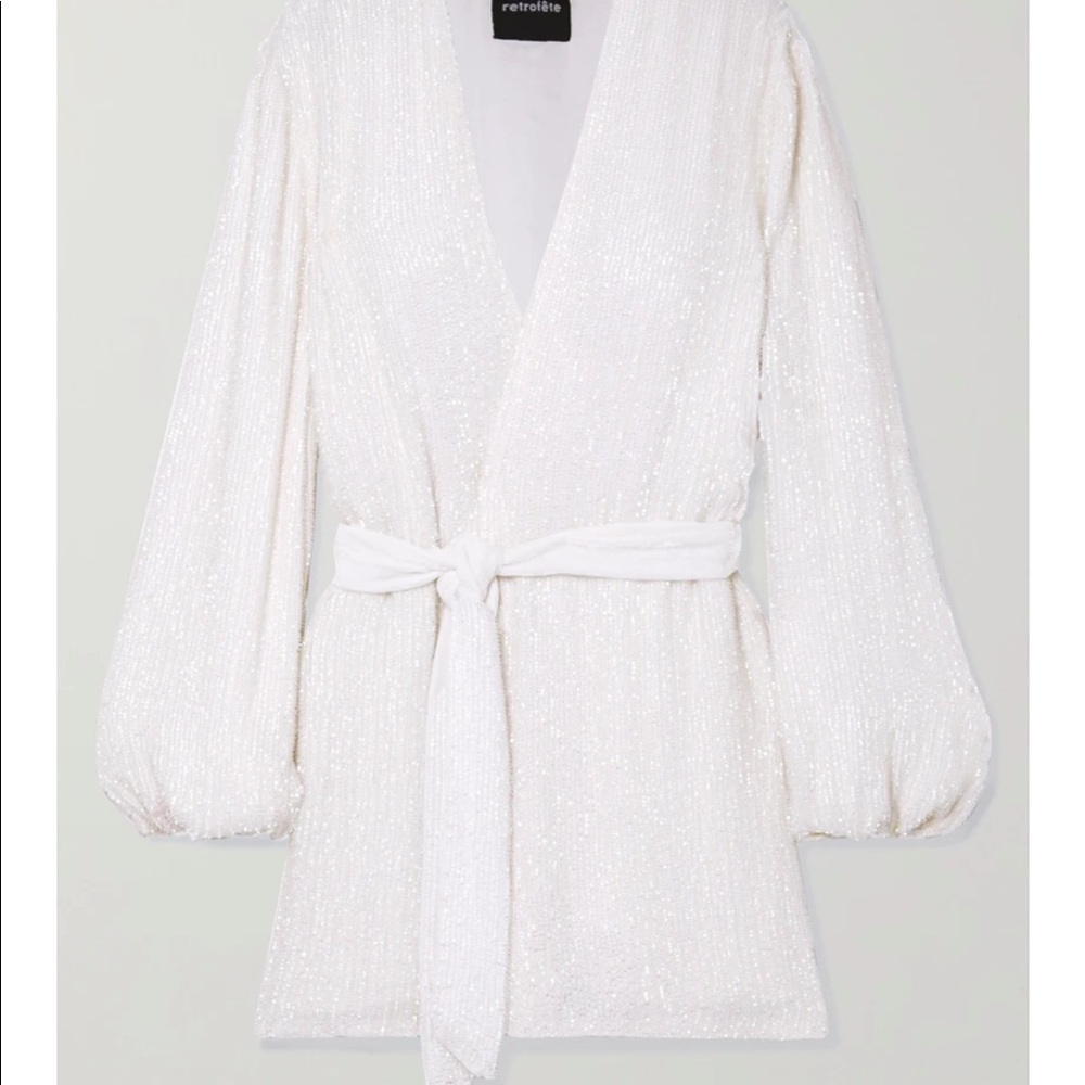 Retrofete white sequin wrap dress